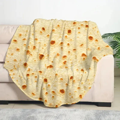 1pc Soft and Warm Mexican Tortilla Print Flannel Blanket for Couch, Sofa, Office, Bed, Camping, and Traveling Product variant