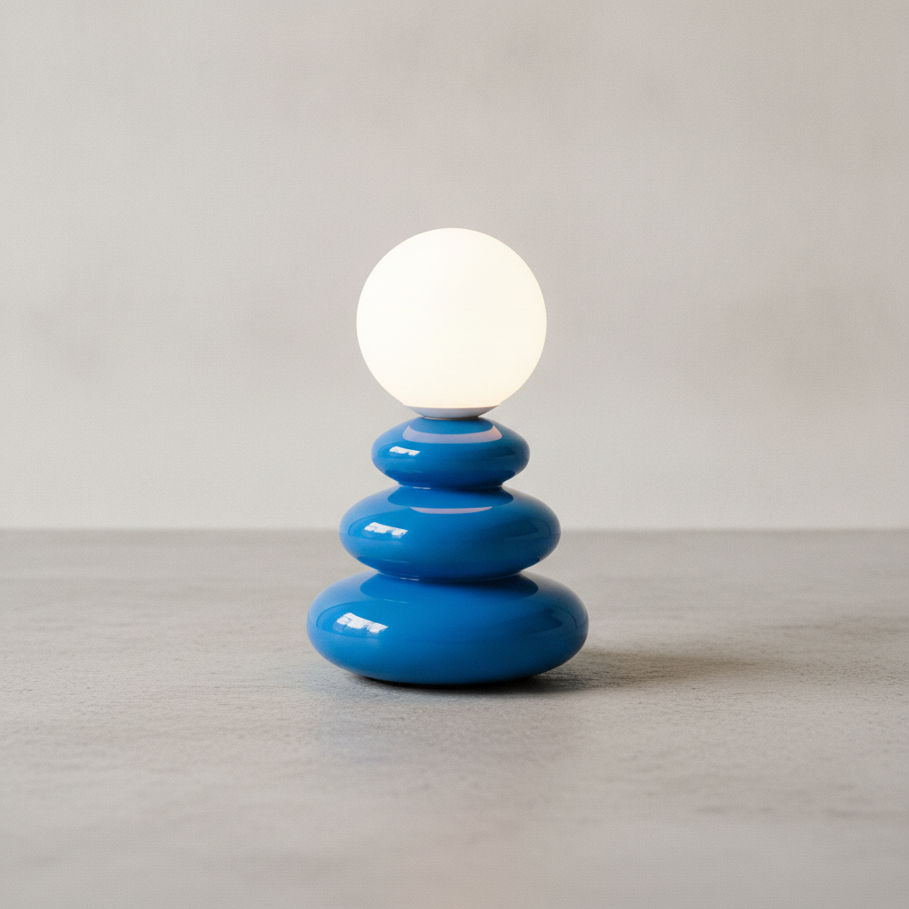 Ceramic Stacked LED Table Lamp - WH-18 Blue