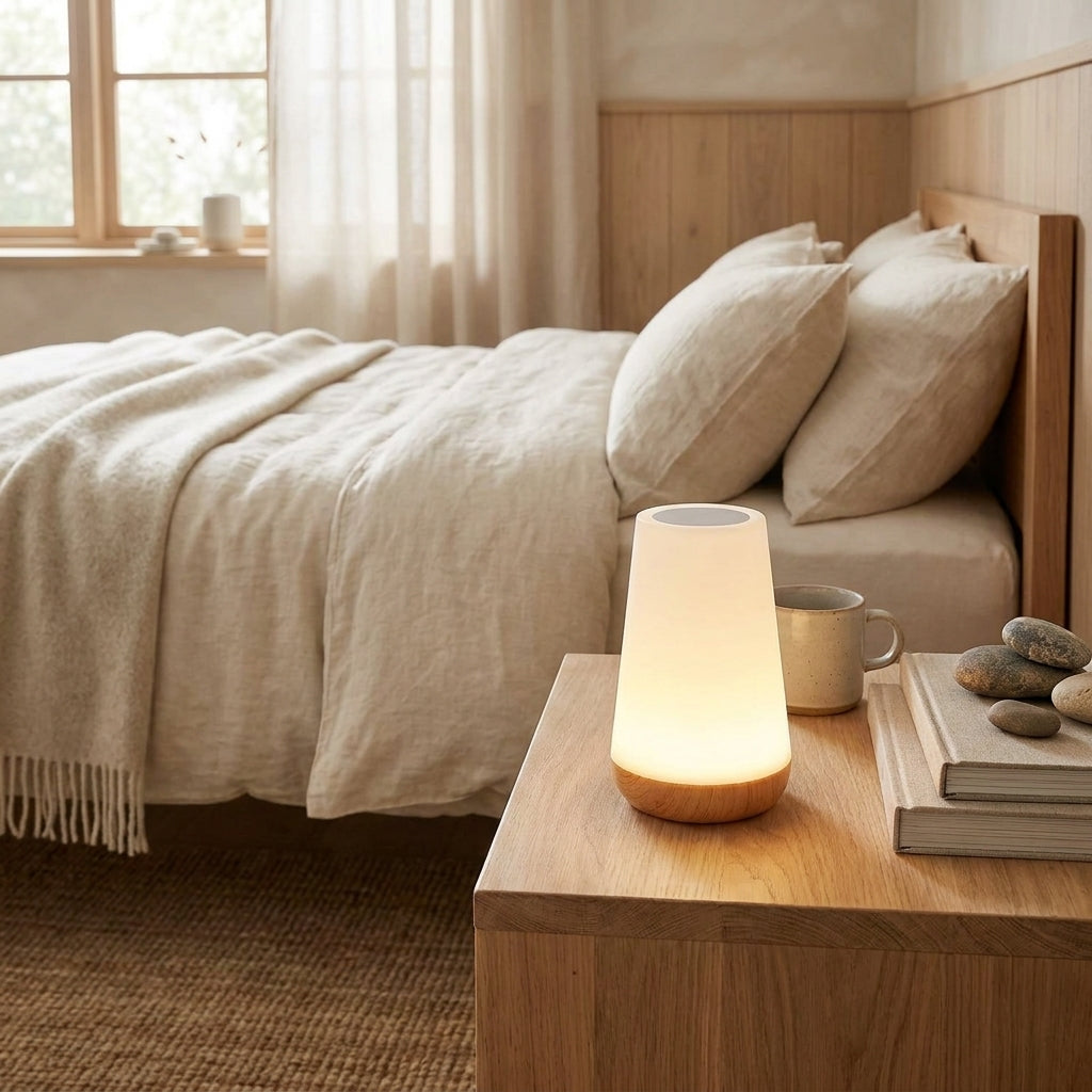 Dimmable Touch Night Lamp Wood Base - lifestyle 1