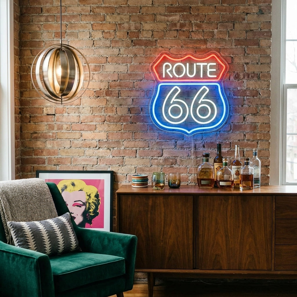 Route 66 Acrylic Neon Sign - lifestyle 1