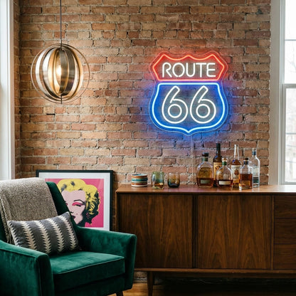 Route 66 Acrylic Neon Sign - lifestyle 1