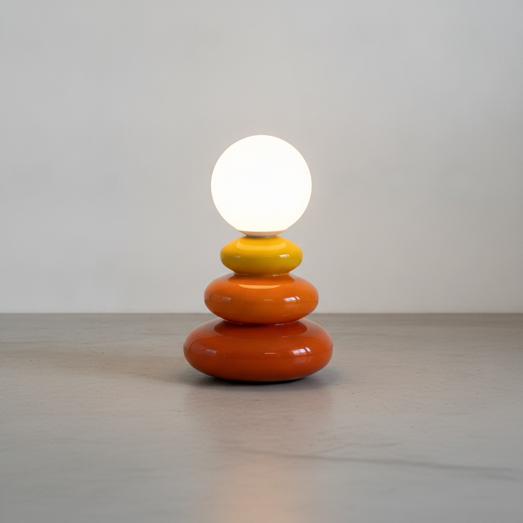 Ceramic Stacked LED Table Lamp - WH-18 Orange