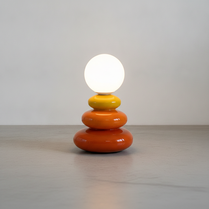 Ceramic Stacked LED Table Lamp - WH-18 Orange