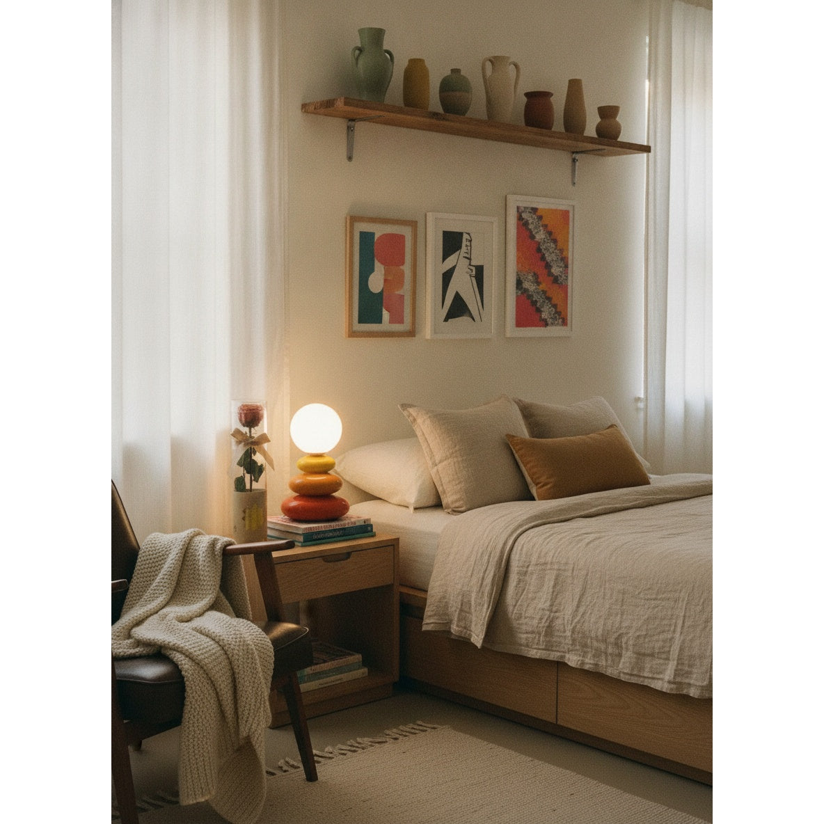 Ceramic Stacked LED Table Lamp - lifestyle 2