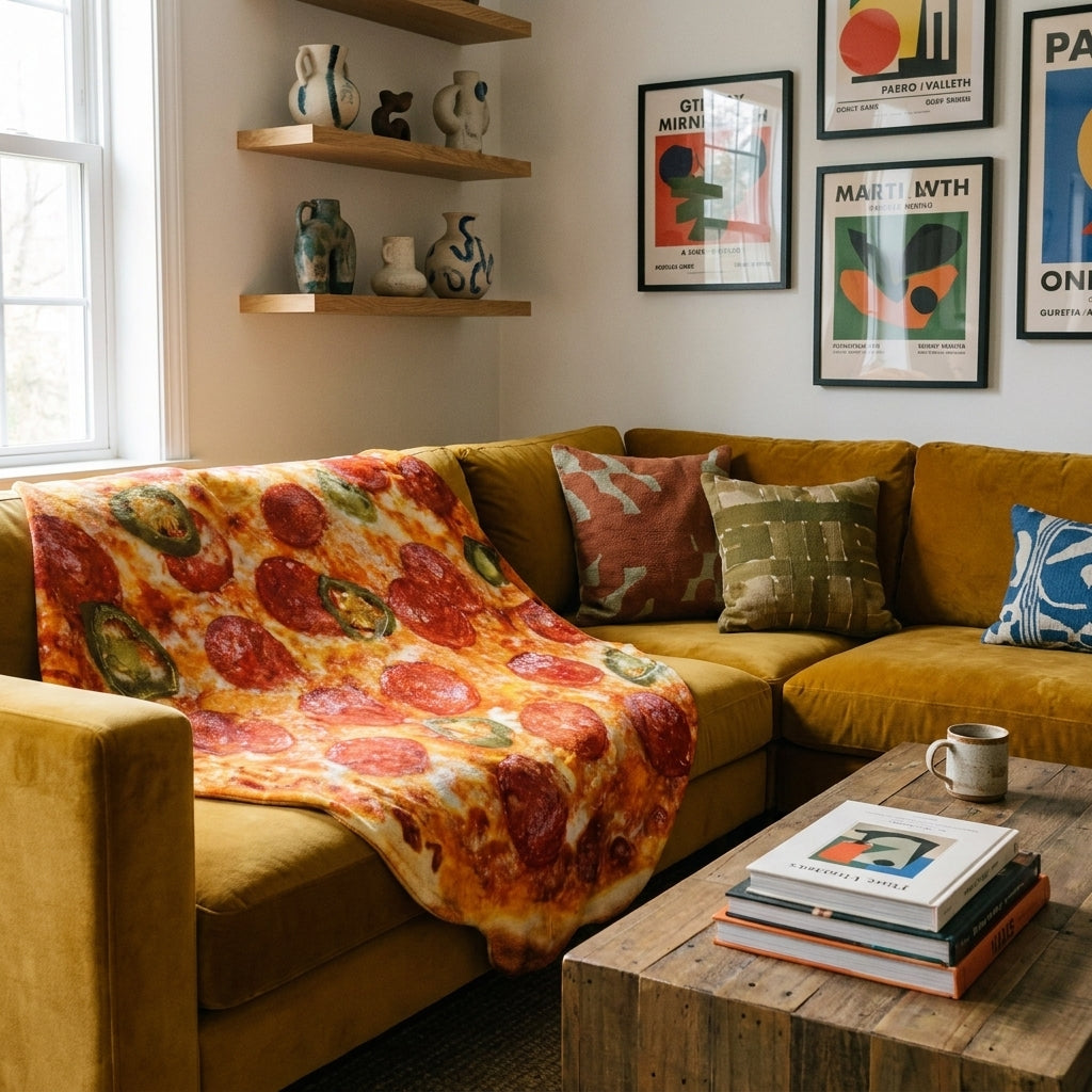 Soft Flannel Pizza Blanket - lifestyle 1