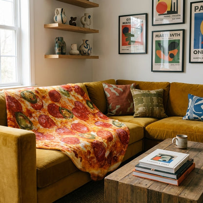 Soft Flannel Pizza Blanket - lifestyle 1