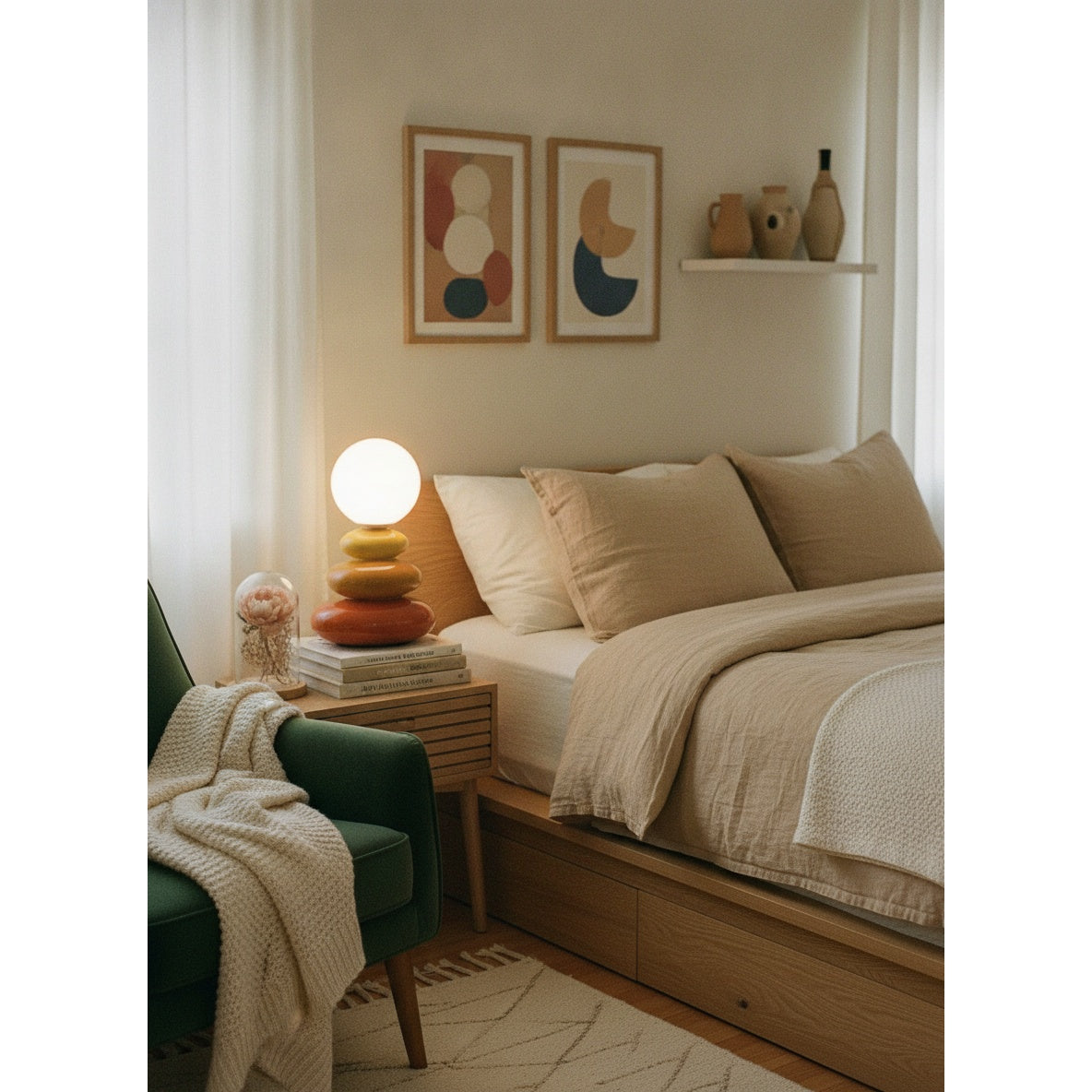 Ceramic Stacked LED Table Lamp - lifestyle 1