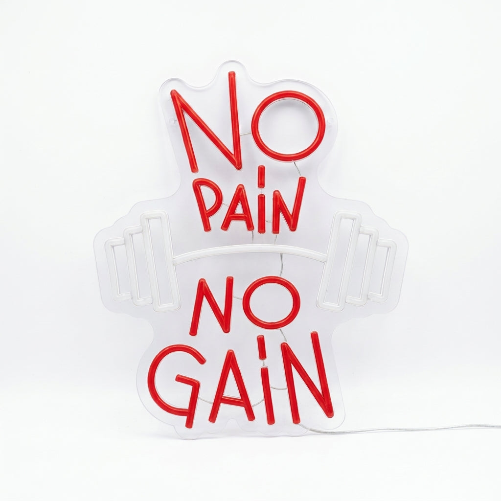 No Pain No Gain Neon Sign - 14.6 x 12.2 inches