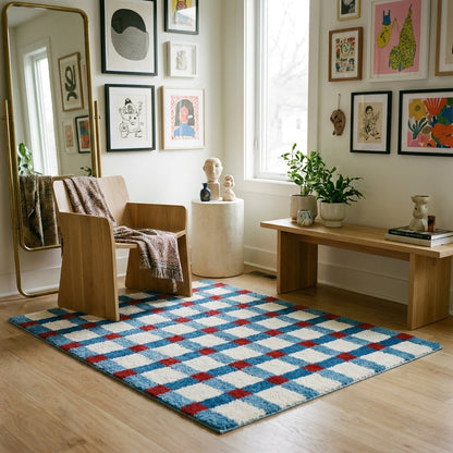Hand-Tufted Polyester Checkered Rug - lifestyle 1