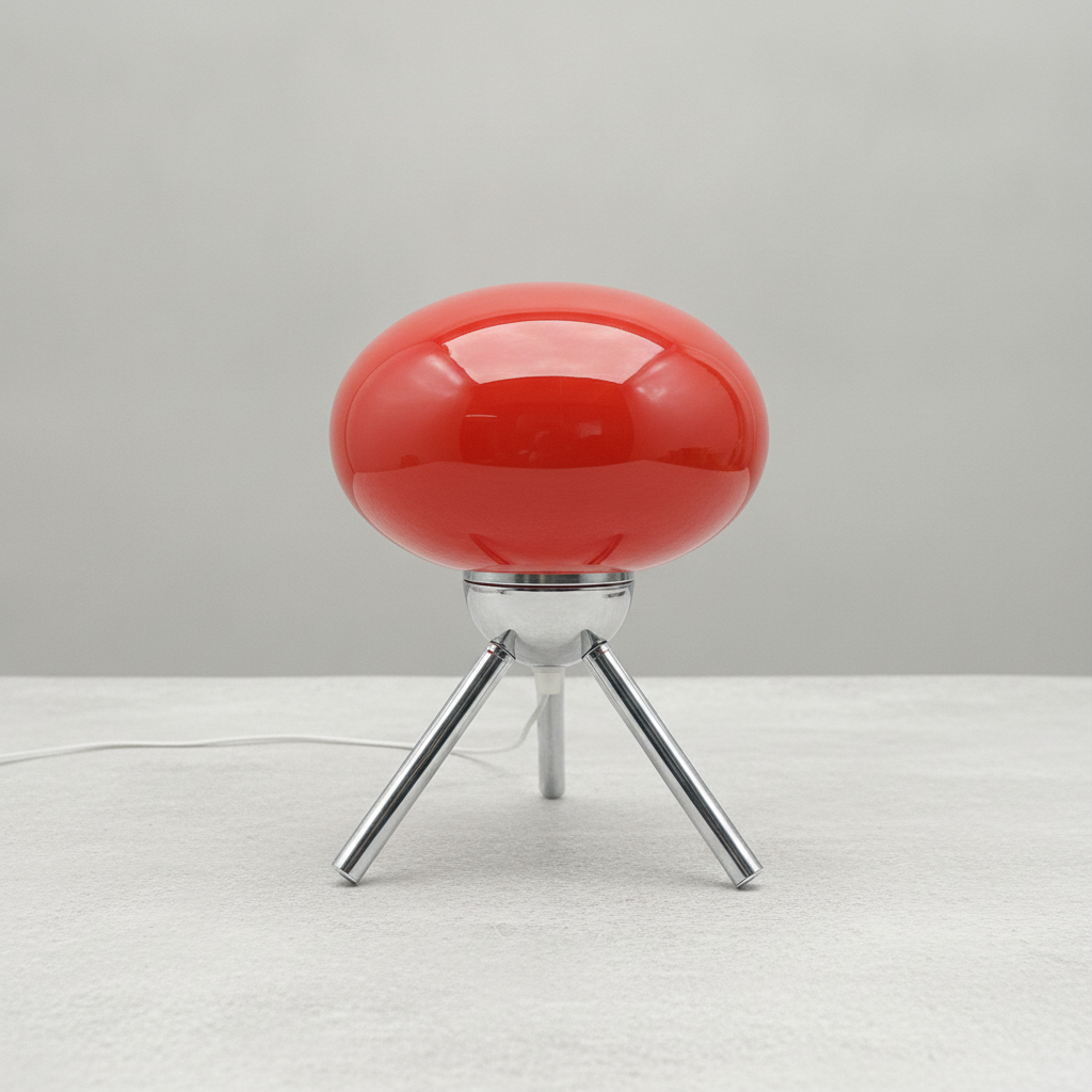 Glass Orb Tripod Table Lamp - red