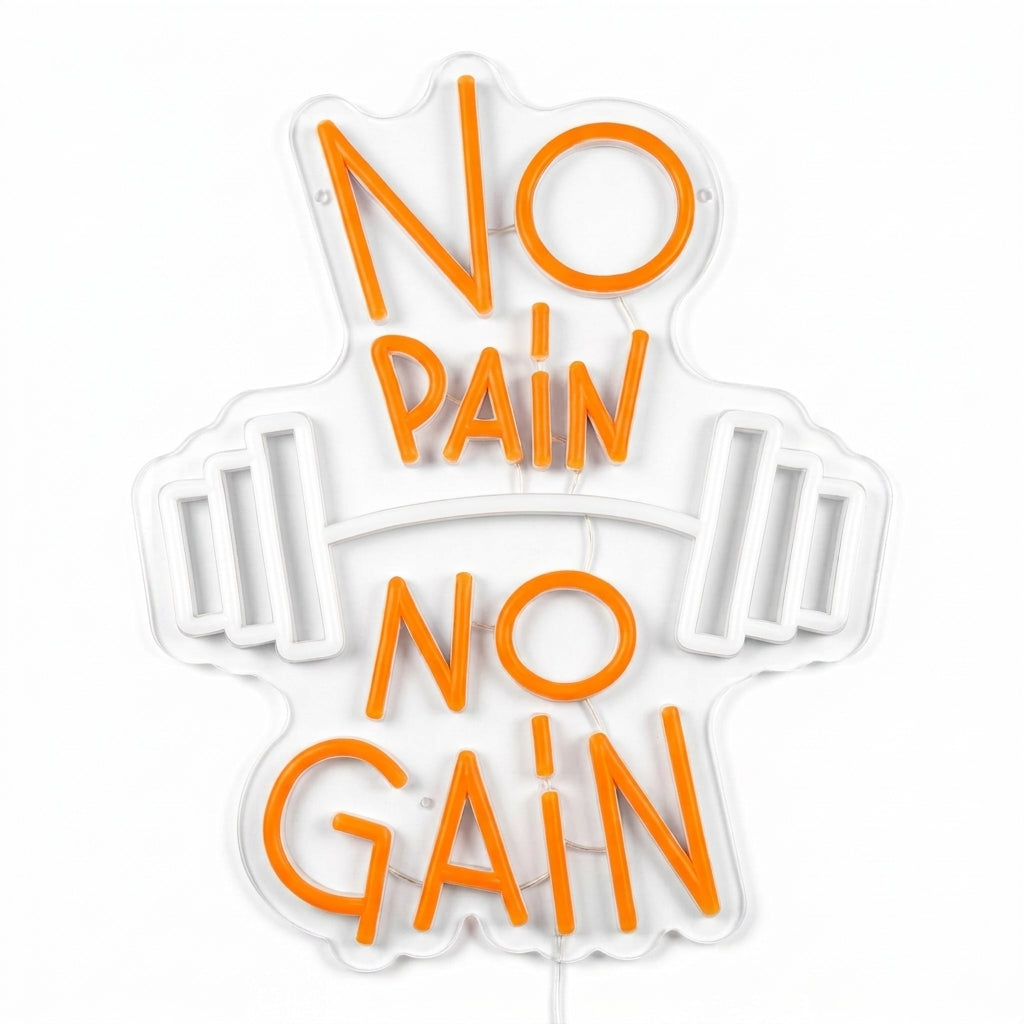 No Pain No Gain Neon Sign - 35x29cm-orange