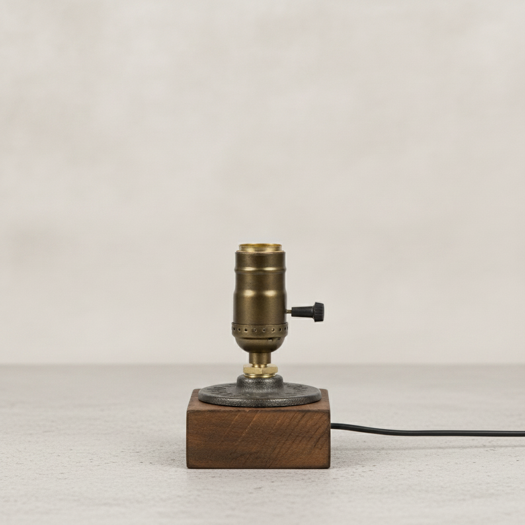 Vintage Wood Industrial Table Lamp - Type B no Bulb
