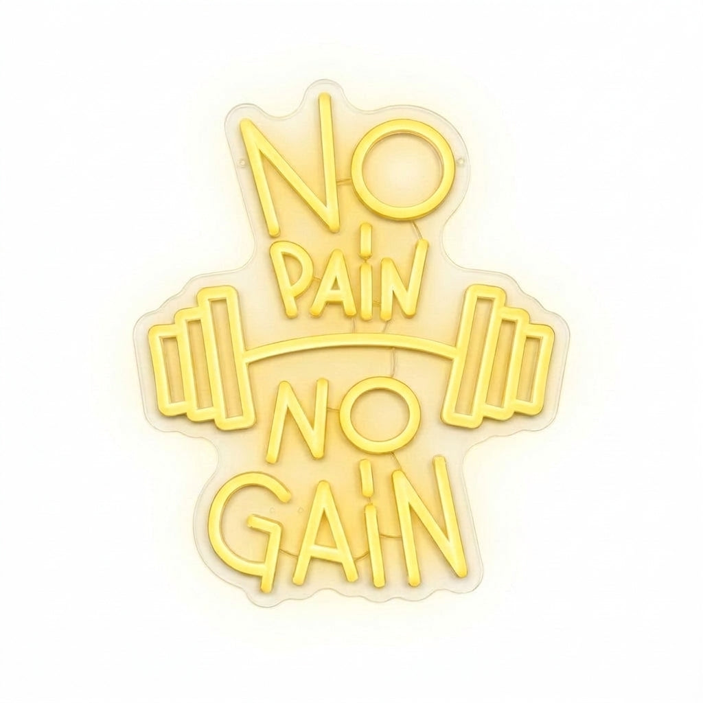 No Pain No Gain Neon Sign - 35x29cm-YELLOW