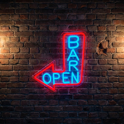 Acrylic Neon BAR OPEN Arrow Sign