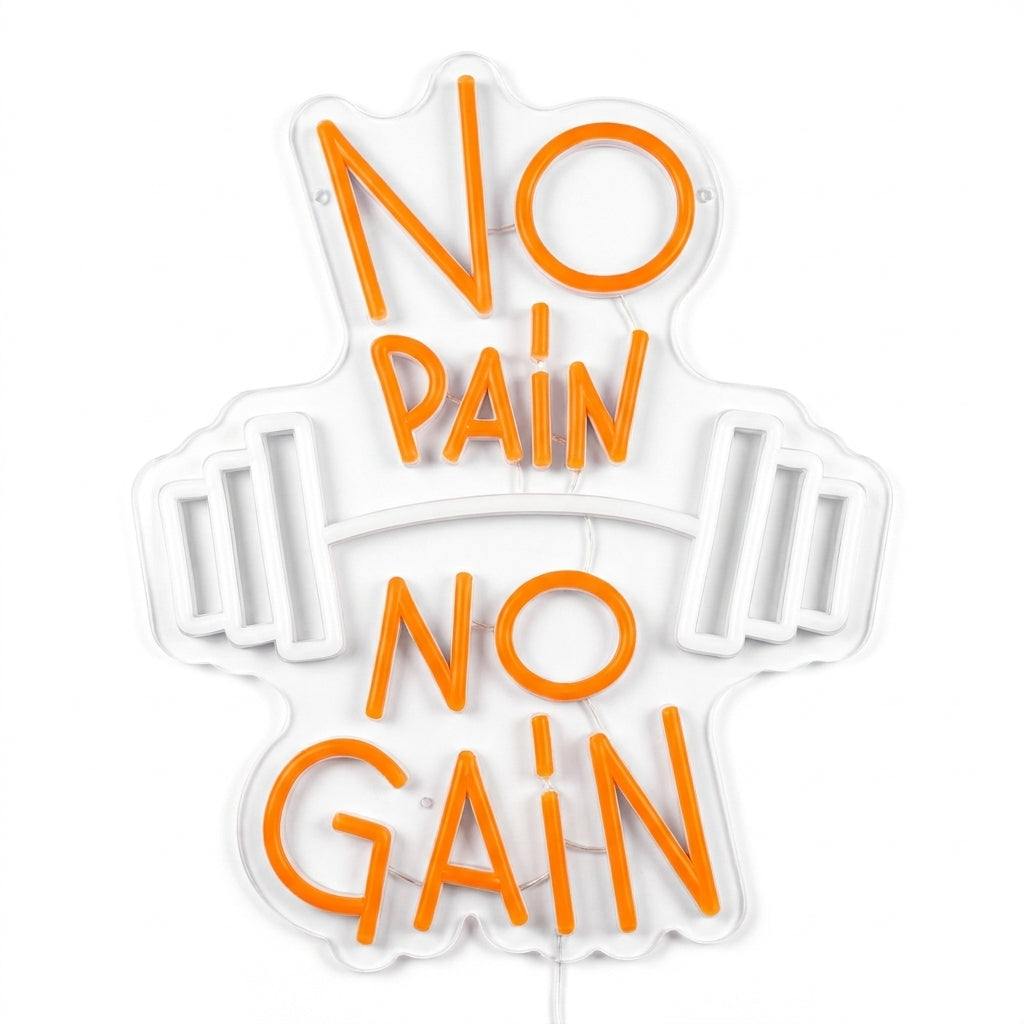 No Pain No Gain Neon Sign - 35x29cm-orange
