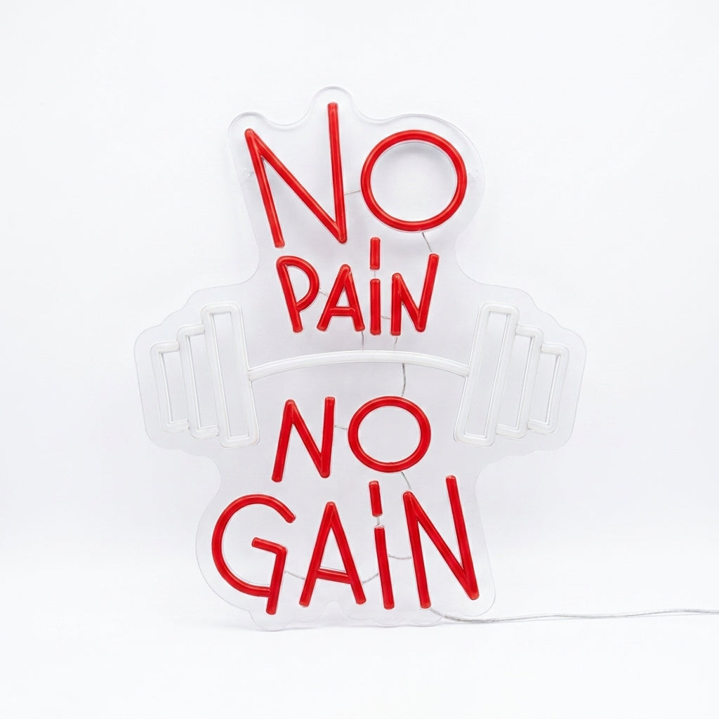 No Pain No Gain Neon Sign - 14.6 x 12.2 inches