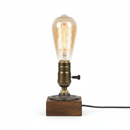 Vintage Wood Industrial Table Lamp