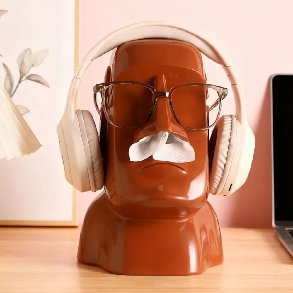 Stone Statue Tissue Box Headphone Holder