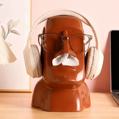 Stone Statue Tissue Box Headphone Holder