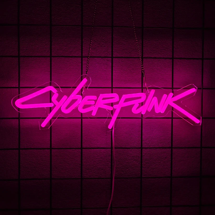 Cyberpunk Neon Sign, Pink Letter Sign, Used For Wall Decor, Unique Gift For Computer Enthusiasts, E-Sports Room, Man Cave Decor.  Product variant