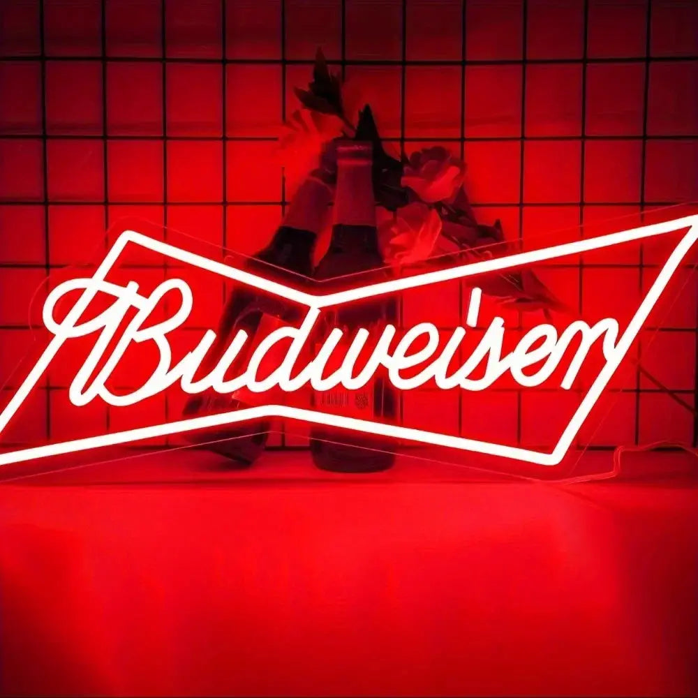budweiser logo beer bar Neon Signs  Bar Neon Beer Light Sign for Wall Decor , for Man Cave Bedroom Shop Beer Club Pub Bistro  Product variant
