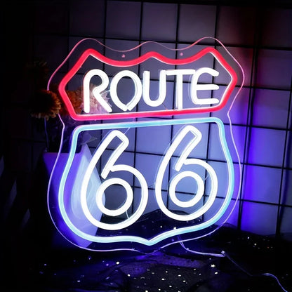 Historic Route 66 Neon Sign, Home Art Man Cave Neon Lights, For Bedroom Home Office Hotel Cafe Recreation Room Wall Decor  Product variant