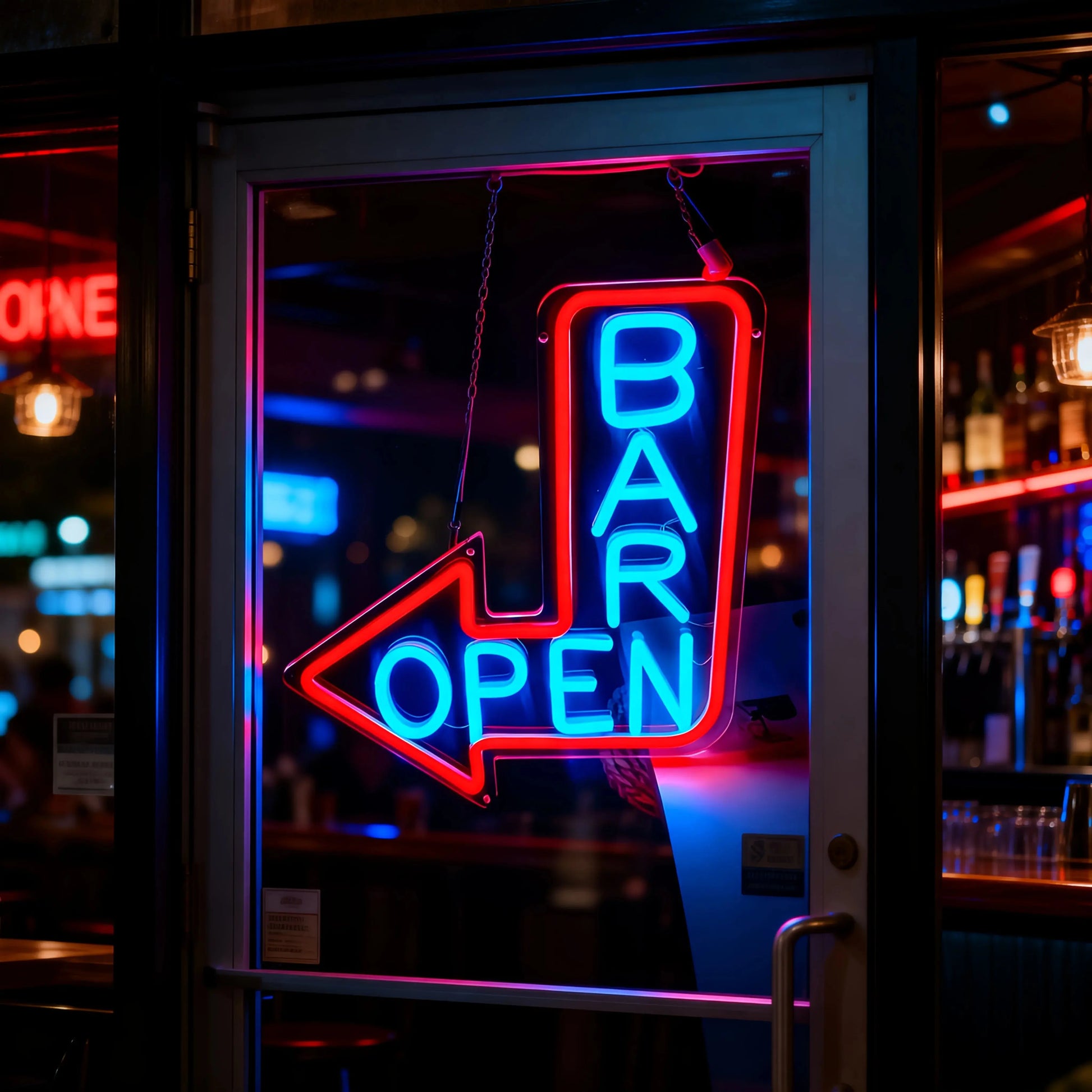 USB-Powered LED Bar Open Sign with Mult - Wall-Mountable Neon BAR OPEN Arrow Sign for business Hours Indicator Suitable for Bars  Product variant