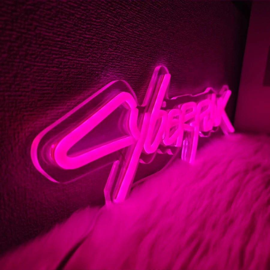 Cyberpunk Neon Sign, Pink Letter Sign, Used For Wall Decor, Unique Gift For Computer Enthusiasts, E-Sports Room, Man Cave Decor.  Product variant