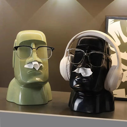 Stone Statue Tissue Box Headphone Holder