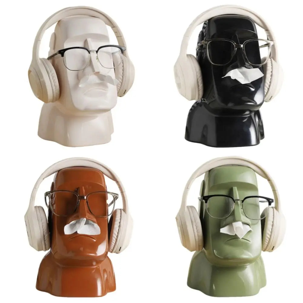 Stone Statue Tissue Box Headphone Holder