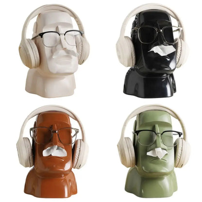 Stone Statue Tissue Box Headphone Holder