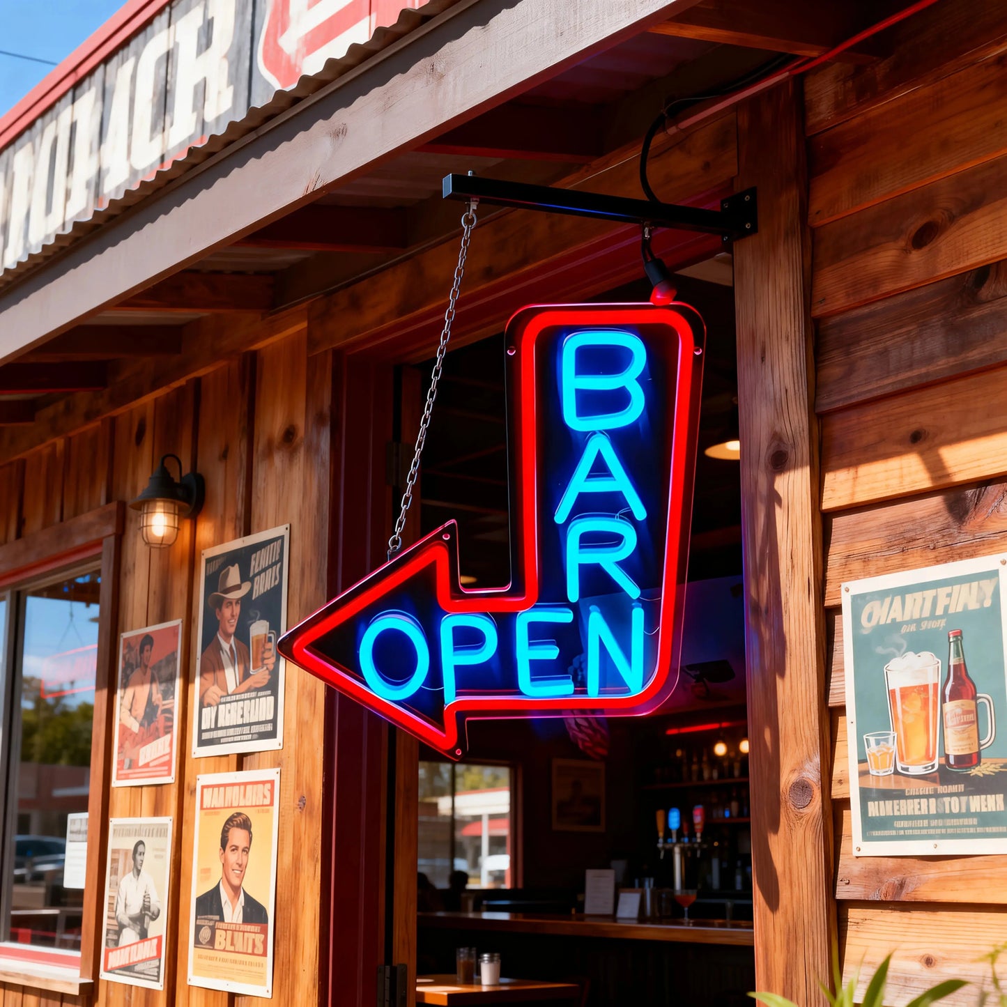 USB-Powered LED Bar Open Sign with Mult - Wall-Mountable Neon BAR OPEN Arrow Sign for business Hours Indicator Suitable for Bars  Product variant