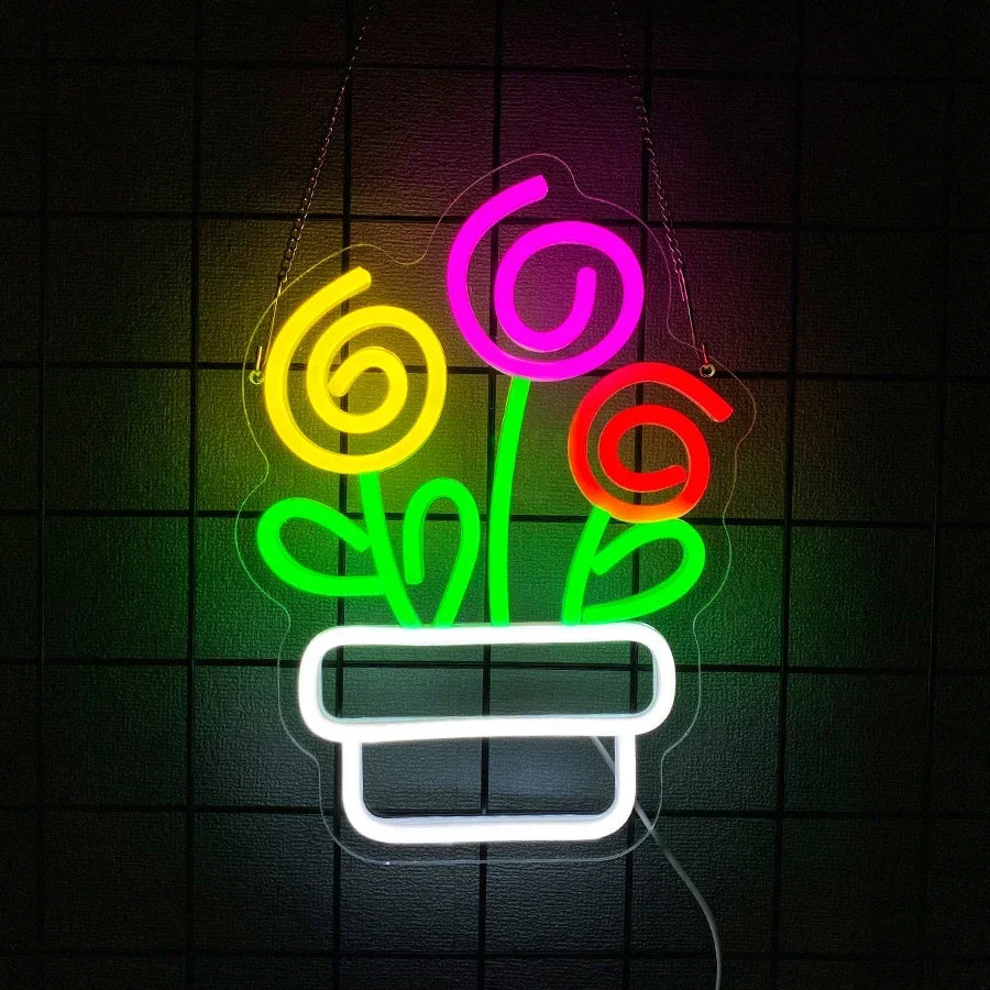LED Sign for Business Neon Wall Logo Store Mother's Leaf Light Flower Accessories Bunch Shop Bedroom Home Garden Decor Gift Room  Product variant