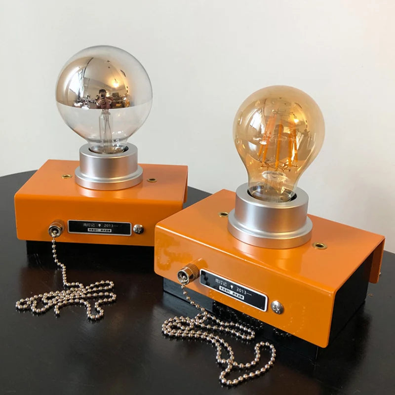 Retro Industrial Orange Table Lamps