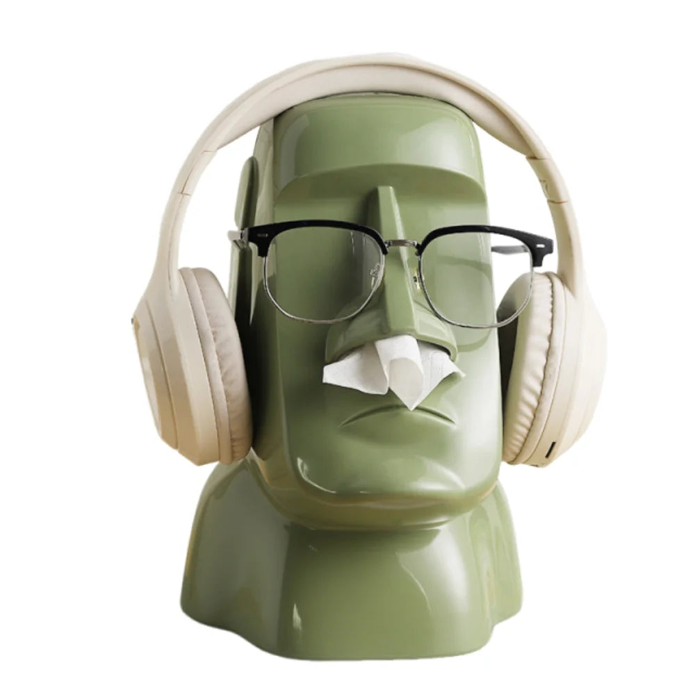 Stone Statue Tissue Box Headphone Holder