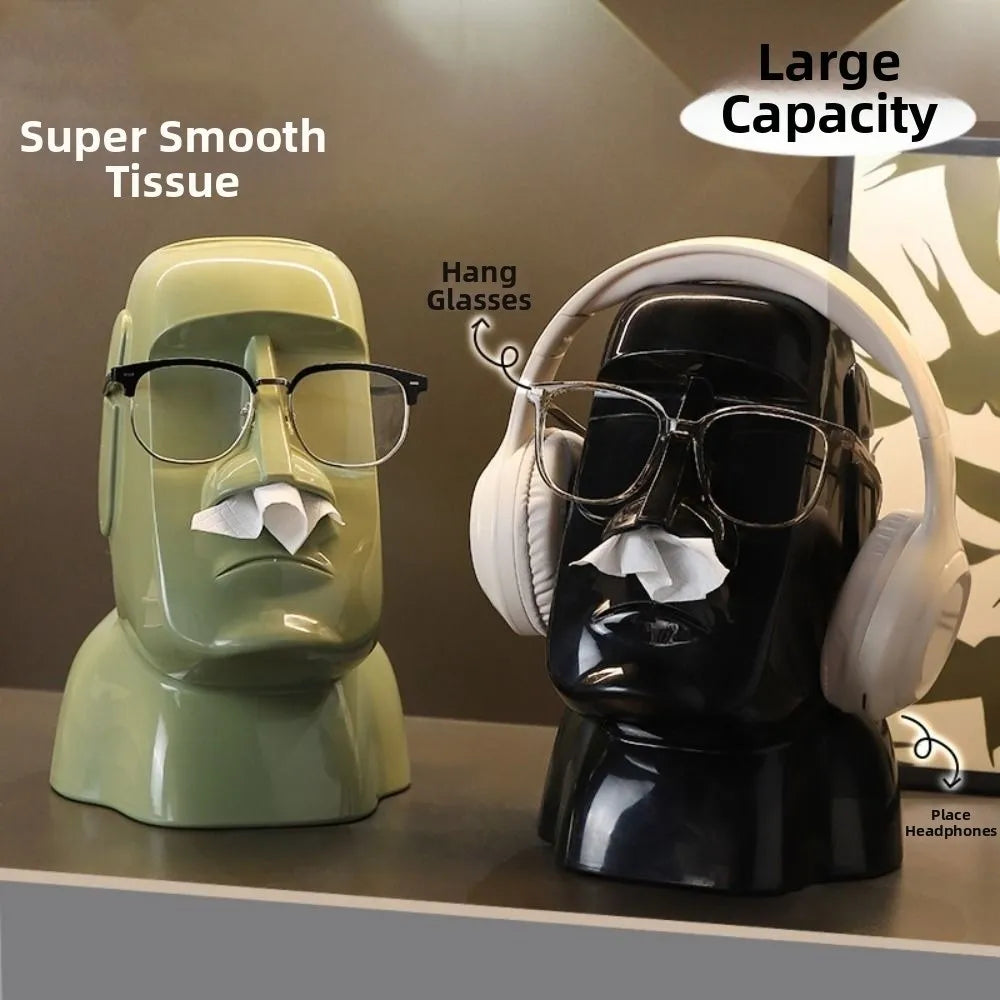 Stone Statue Tissue Box Headphone Holder