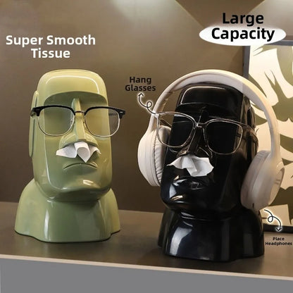 Stone Statue Tissue Box Headphone Holder