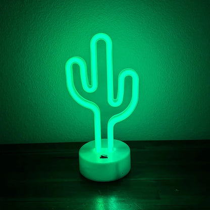 Cute Cactus Neon Sign Lights Battery & USB Powered LED Table Lamp for Party Birthday Gift Living Room Camping Summer Home Decor  Product variant