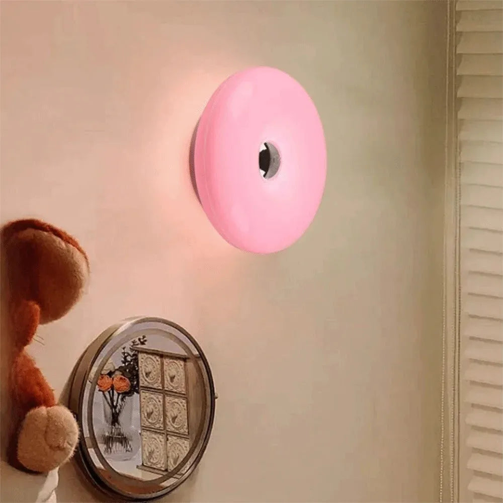 Tricolor Lighting Plastic Donut Wall Lamp Modern Energy Saving Touch Switch Lamp Dimmable USB Plug Desk Lamp Bedroom  Product variant