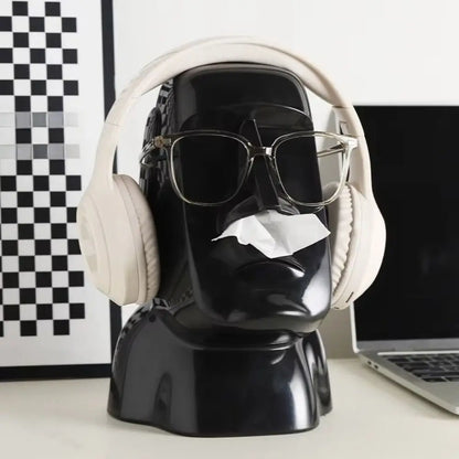 Stone Statue Tissue Box Headphone Holder
