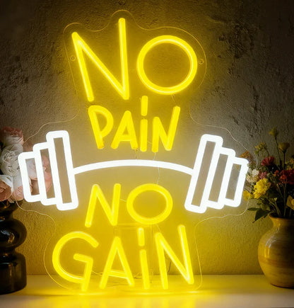 No Pain No Gain Neon Sign Motivational Gym Wall Art LED Light for Home Fitness Room Decoration Gift for Men Women Workout  Product variant