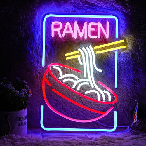 USB Dimmable Ramen Bowl Neon Sign with Noodles and Chopsticks LED Light for Japanese Restaurant Kitchen Decor Vibrant Wall Art  Product variant