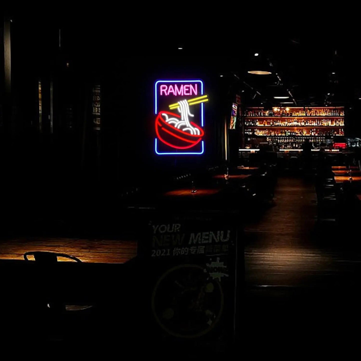 USB Dimmable Ramen Bowl Neon Sign with Noodles and Chopsticks LED Light for Japanese Restaurant Kitchen Decor Vibrant Wall Art  Product variant