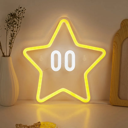 Chi-Buy 1PC Cartoon Star Shape LED Neon Sign USB Powered Wall Decoration Neon Light Signs Suitable For Party, Wedding  Product variant