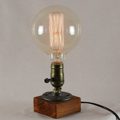Vintage Wood Industrial Table Lamp