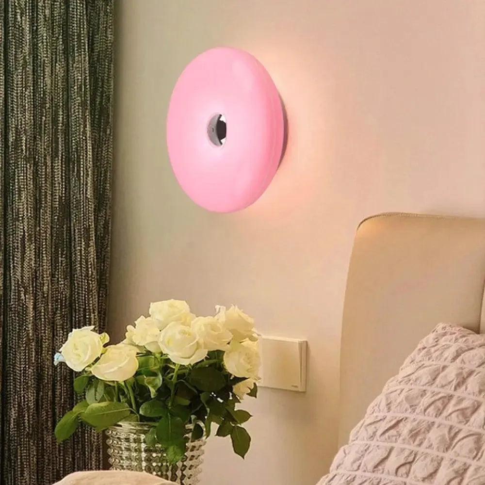 Tricolor Lighting Plastic Donut Wall Lamp Modern Energy Saving Touch Switch Lamp Dimmable USB Plug Desk Lamp Bedroom  Product variant