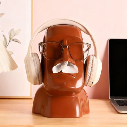 Stone Statue Tissue Box Headphone Holder