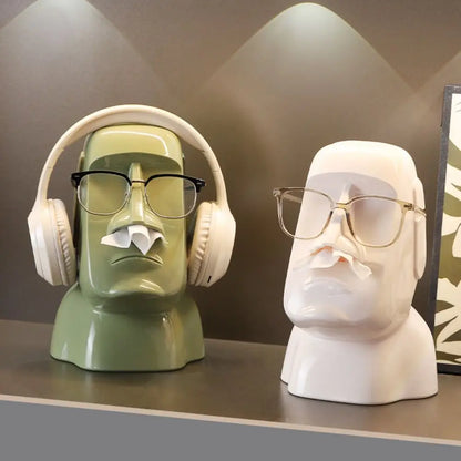 Stone Statue Tissue Box Headphone Holder