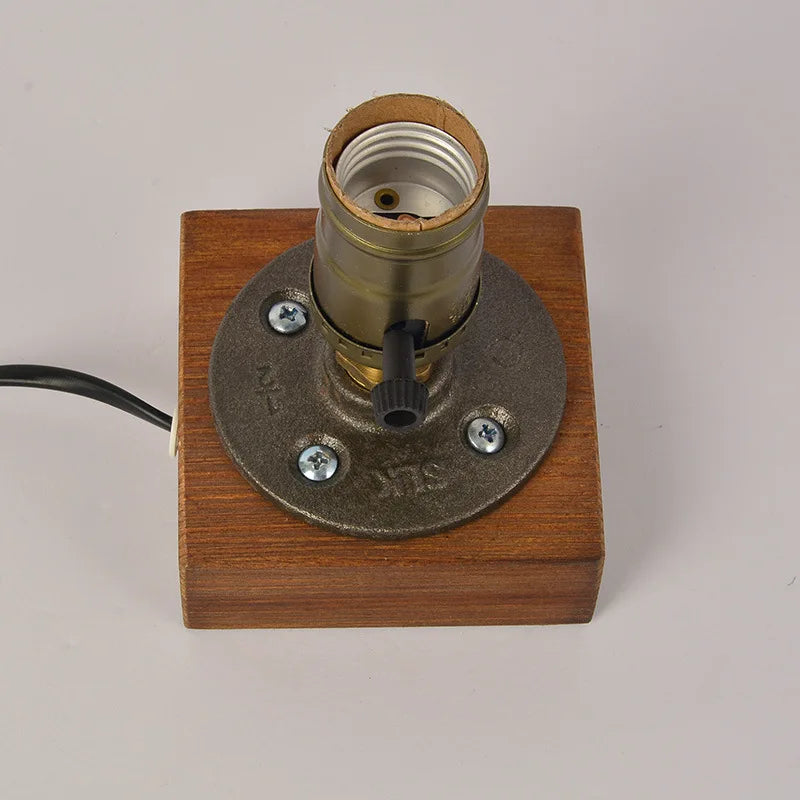 Vintage Wood Industrial Table Lamp