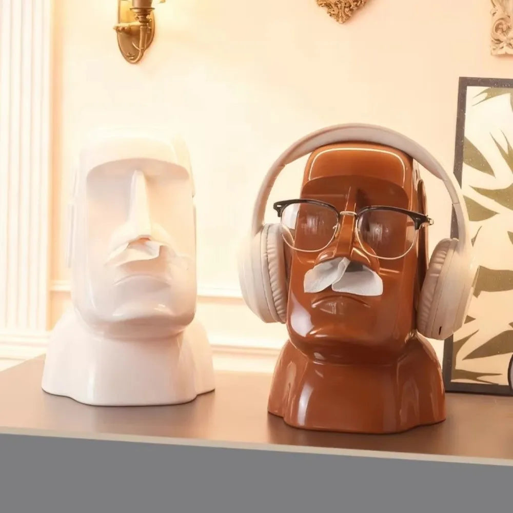 Stone Statue Tissue Box Headphone Holder
